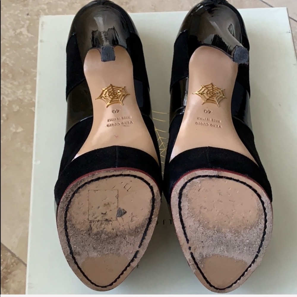 Charlotte Olympia Suede and Patent leather Priscilla In Stripes Pumps size 40 - Picture 4 of 6